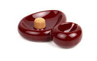 SAVINELLI PIJPASBAK BURGUNDY MET STAND - KERAMIEK savburgsidecar