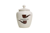 SAVINELLI TABAKSPOT KERAMIEK - WIT MET OPDRUK tobacco_jar_white