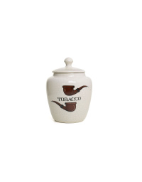 SAVINELLI TABAKSPOT KERAMIEK - WIT MET OPDRUK tobacco_jar_white